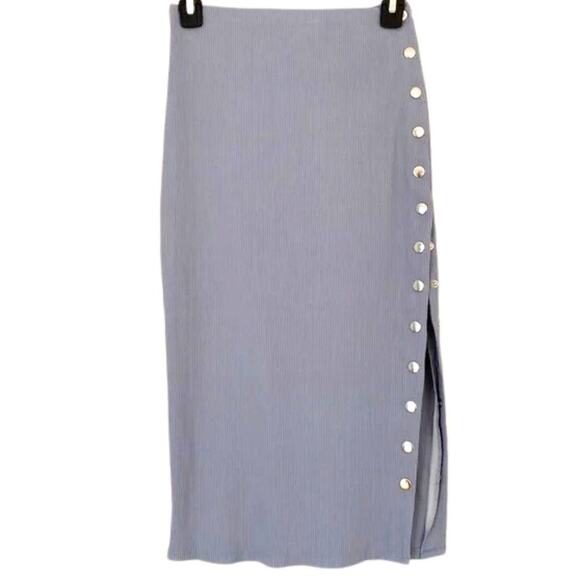 Privacy Please Flora Midi Skirt in Steel Blue NWOT Size Small - Picture 4 of 4